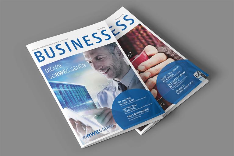 Design und Werbung vom RWE Business Magazin