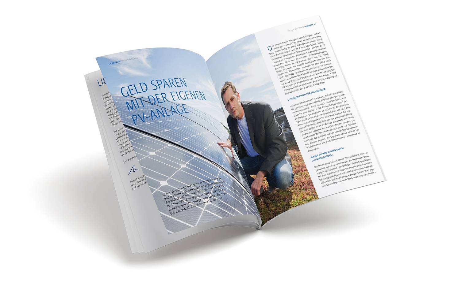 Business Magazin - Editorial-Design, Design und Gestaltung für RWE von neues gestalten - Werbeagentur Münster
